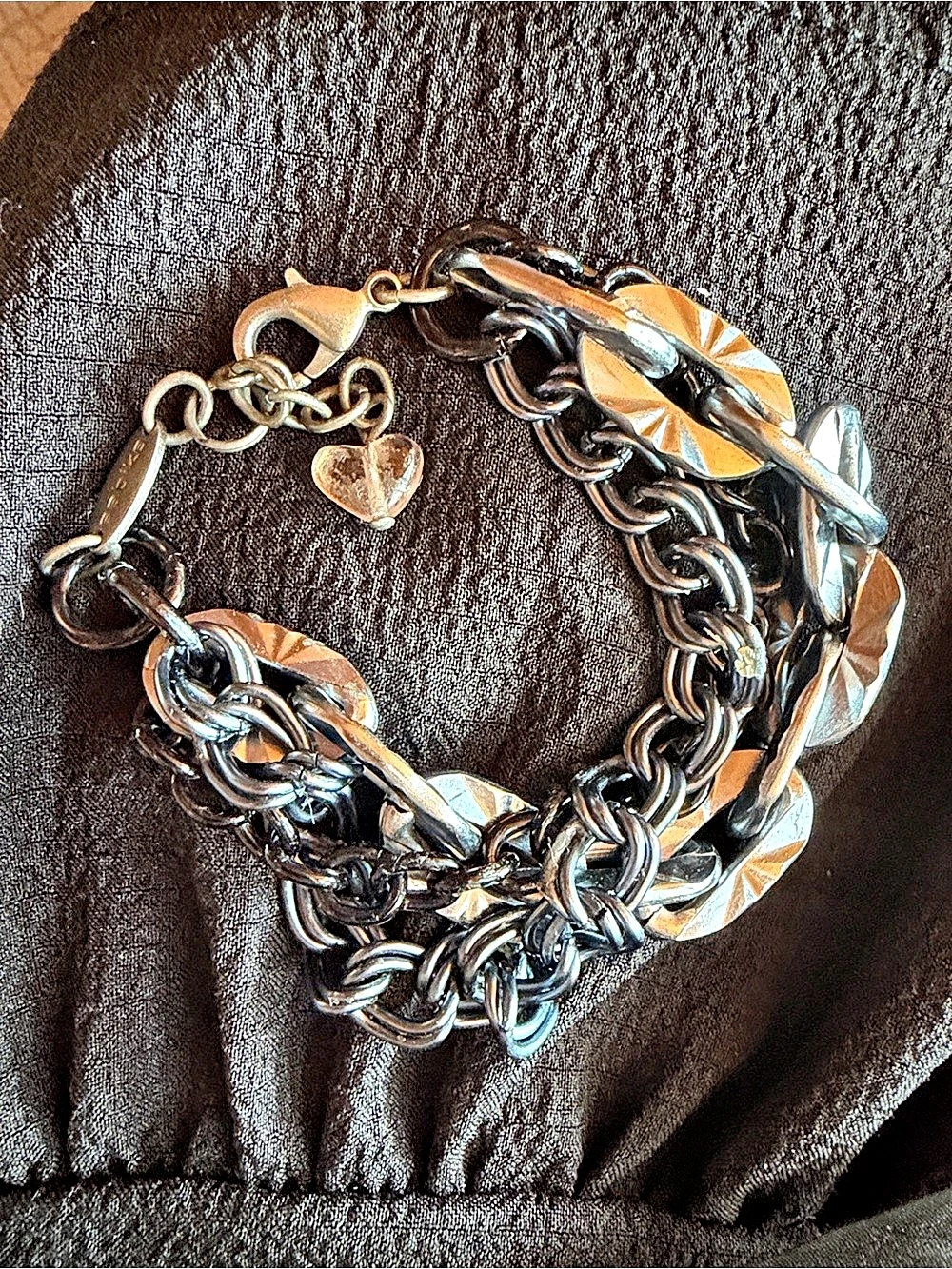 Sabika Swarovski Chain Link Bracelet in Blur Black & Silver